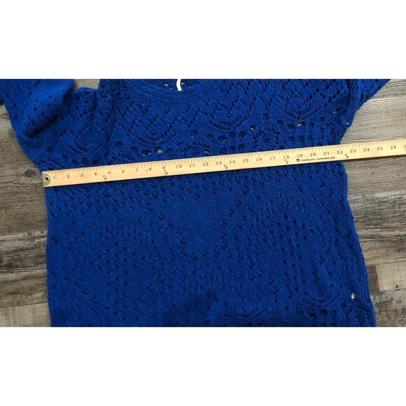 Free People Traveling Lace Sweater XS Blue Long Sleeve Cotton - Picture 5 of 6